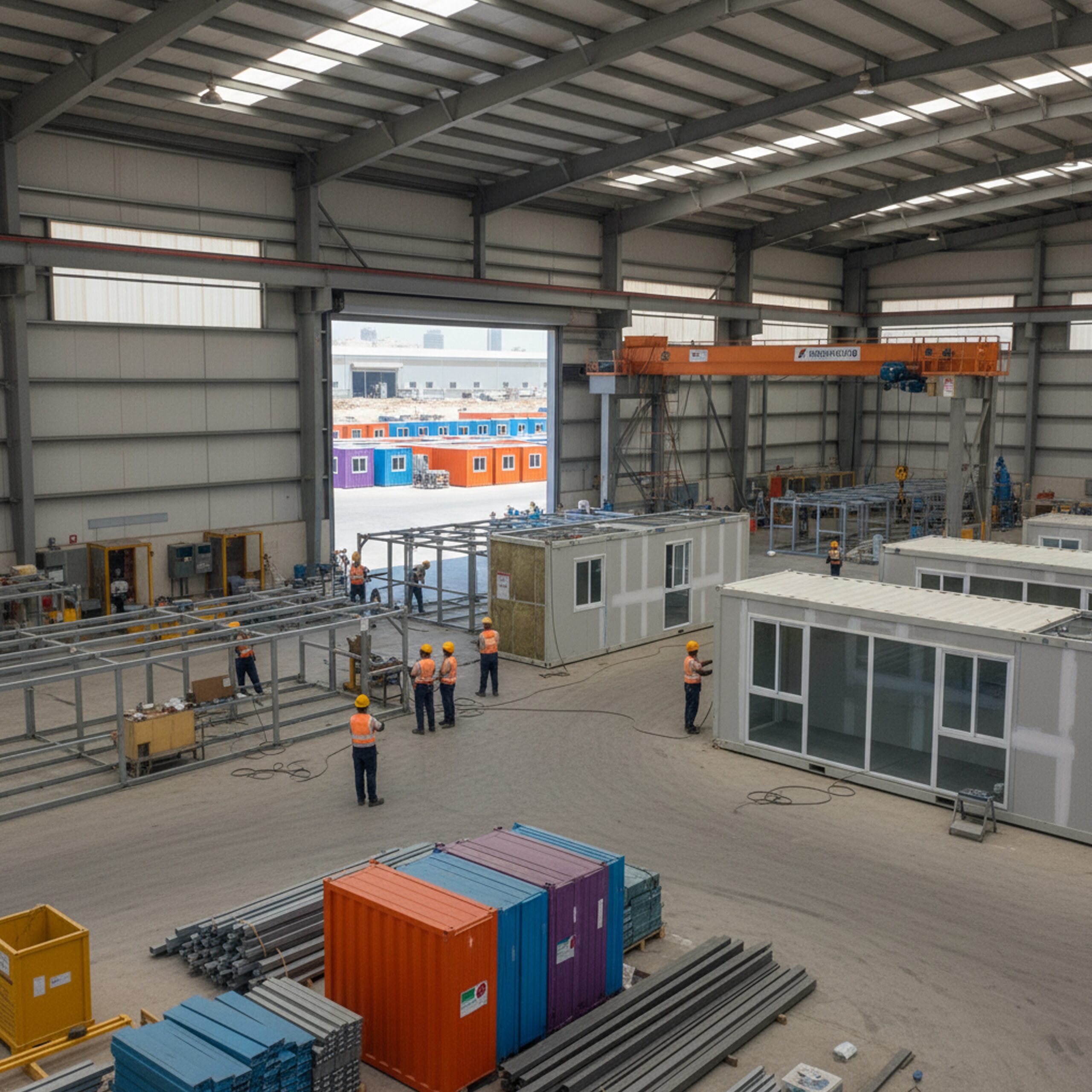 An illustration showing the different types of prefabricated buildings, including modular and panelized.