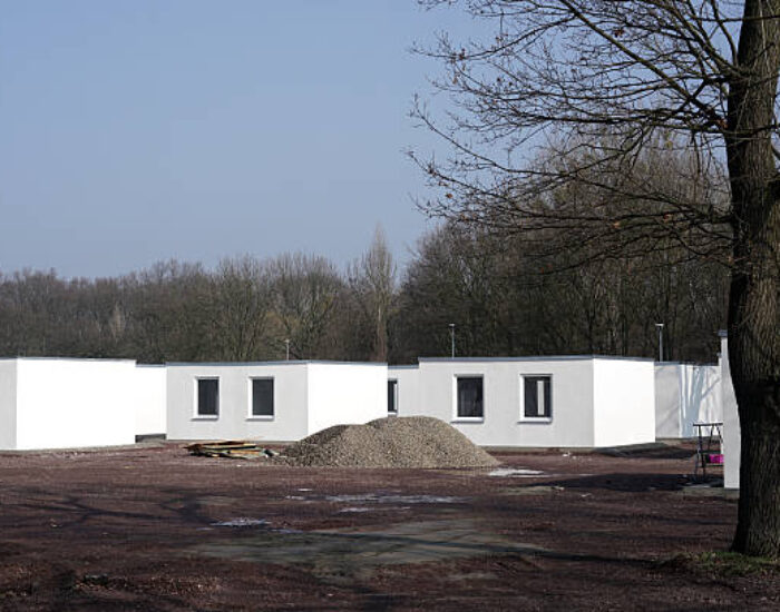 newly constructed refugee shelters on the outskirts of Magdeburg in Germany