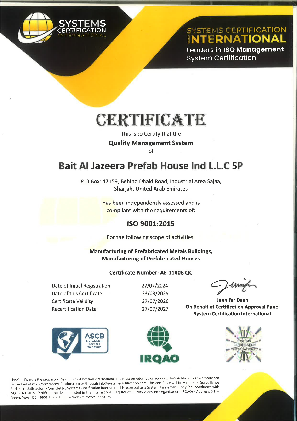 ISO 9001:2015 Certificate